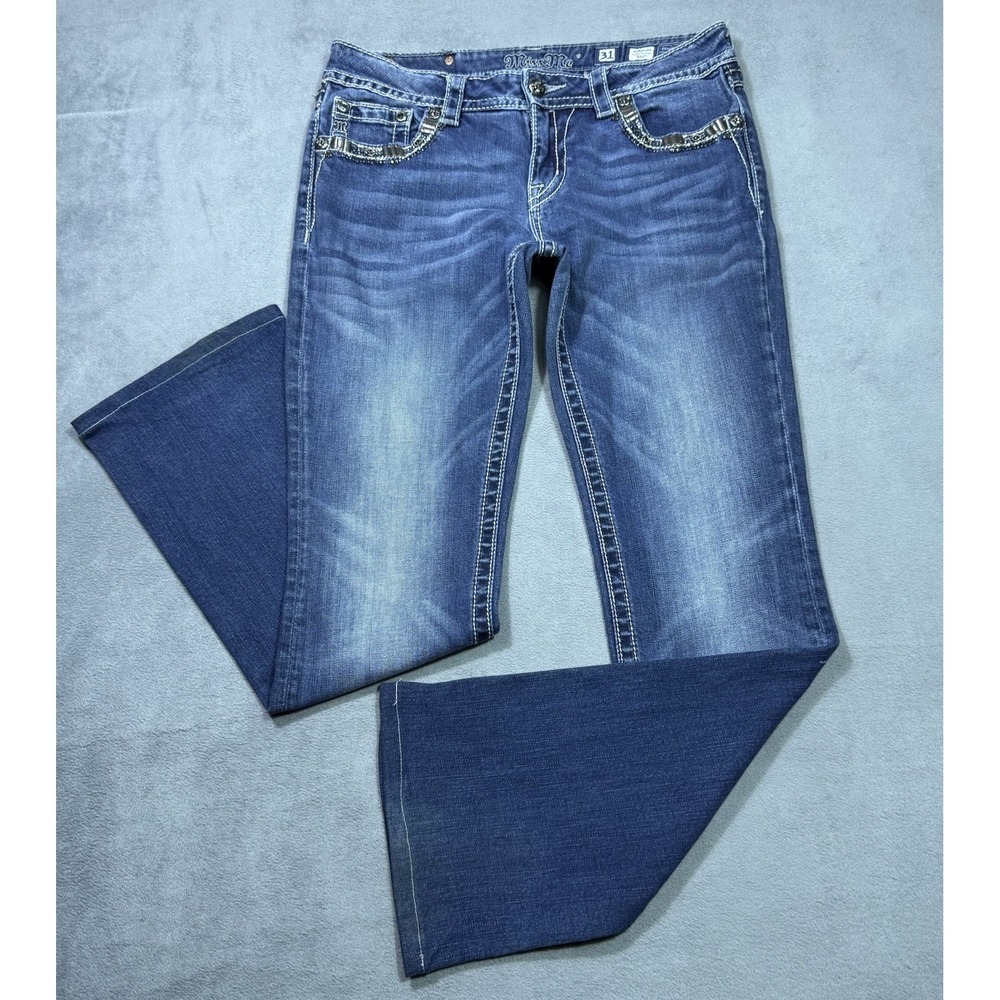 Miss Me Jeans Womens 31 (32x31) Signature Bootcut Lowrise Studded Y2K Boho USA